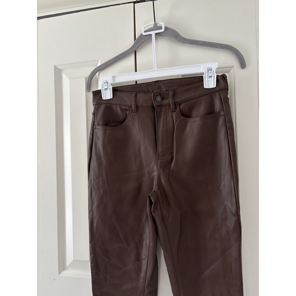 Free People Brown Faux Leather Skinny Pants 27 - Picture 3 of 9